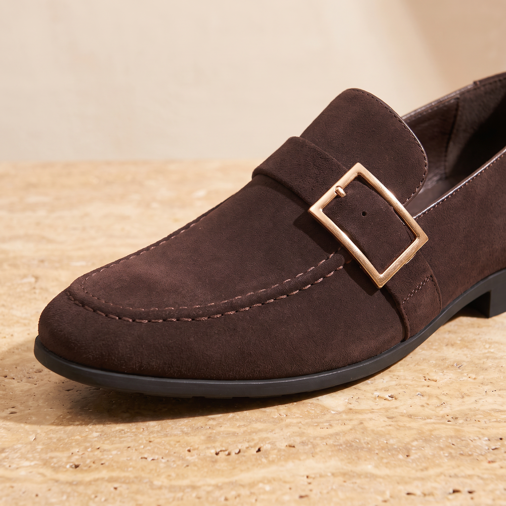 Men's Slip-On Leather Loafers with Soft Lining and Light Sole