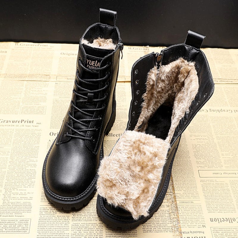 Women's Boots with Lace-Up Front, Rounded Toe and Lined Interior