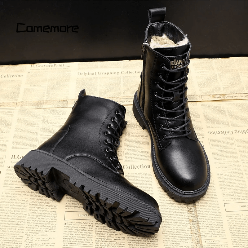 Women's Boots with Lace-Up Front, Rounded Toe and Lined Interior