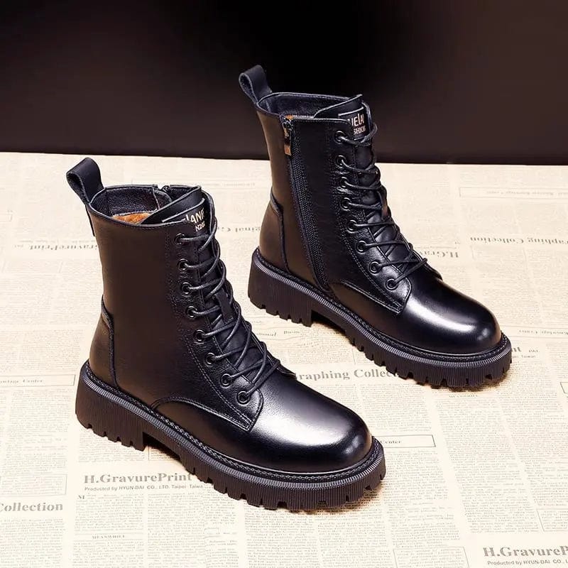 Women's Boots with Lace-Up Front, Rounded Toe and Lined Interior