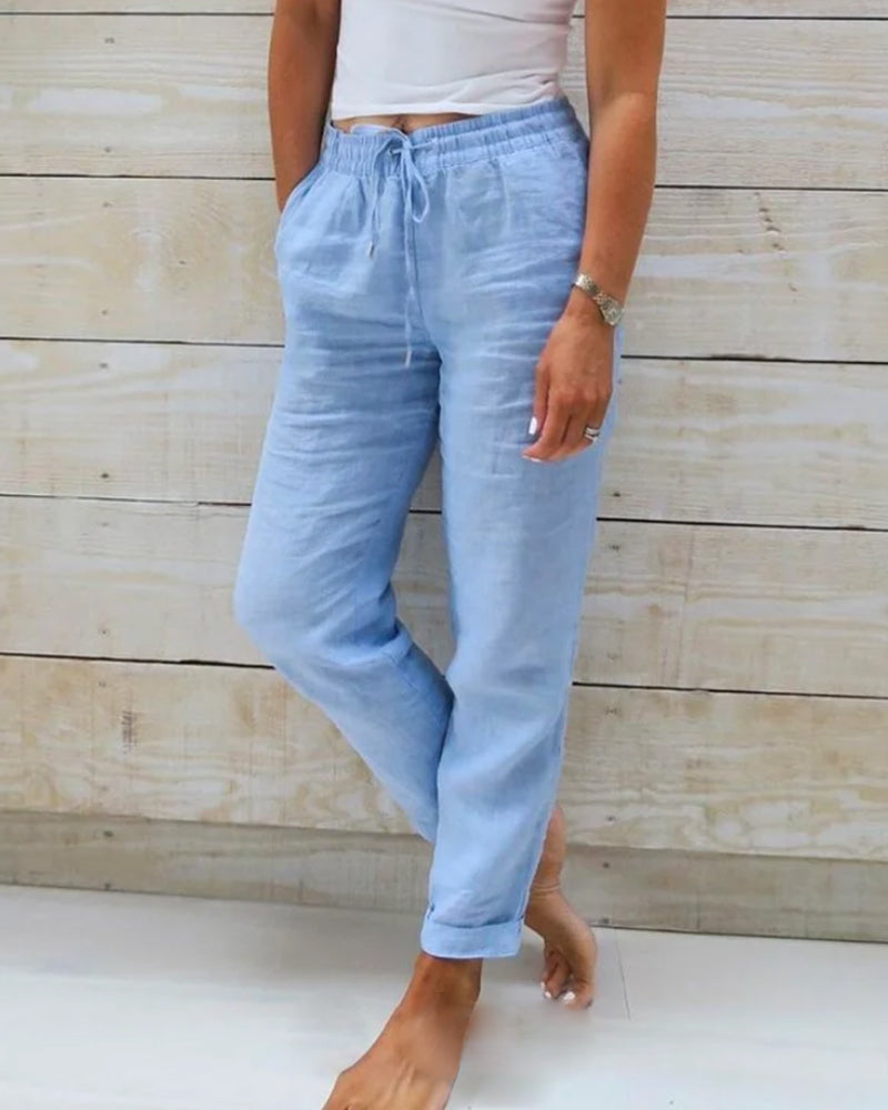 Women's Pants with Adjustable Waist and Relaxed Fit