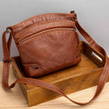 Women's PU Leather Crossbody Bag, Seven Pockets, Adjustable Strap