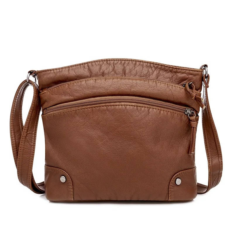 Women's PU Leather Crossbody Bag, Seven Pockets, Adjustable Strap