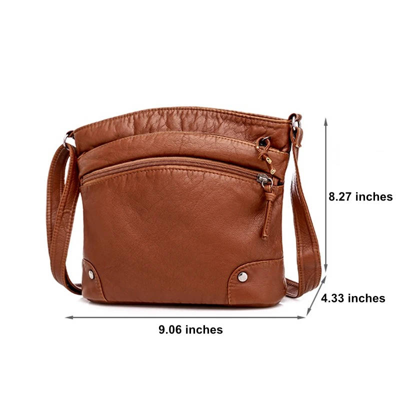 Women's PU Leather Crossbody Bag, Seven Pockets, Adjustable Strap