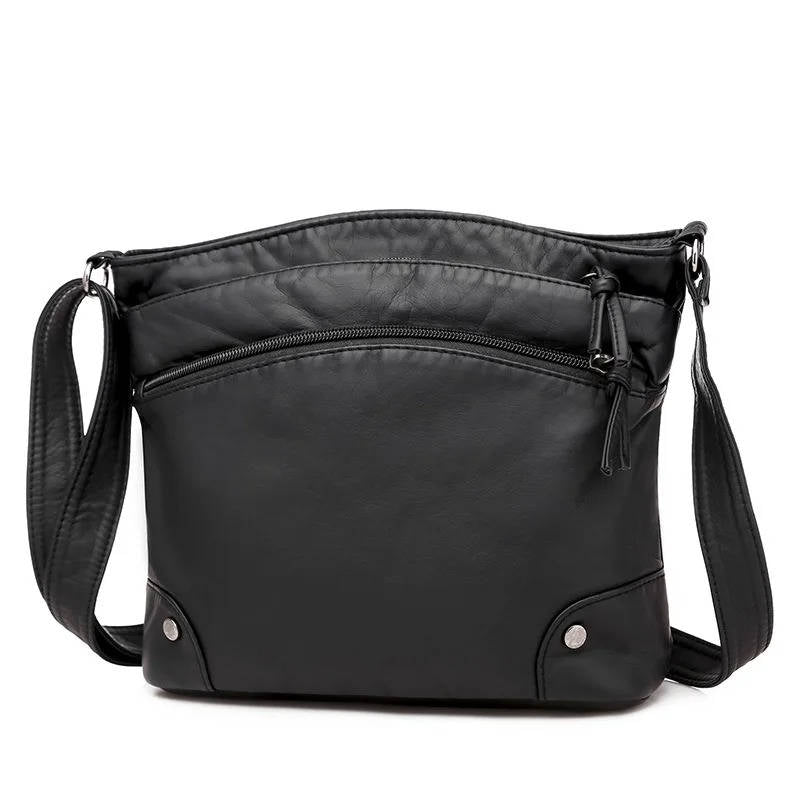 Women's PU Leather Crossbody Bag, Seven Pockets, Adjustable Strap