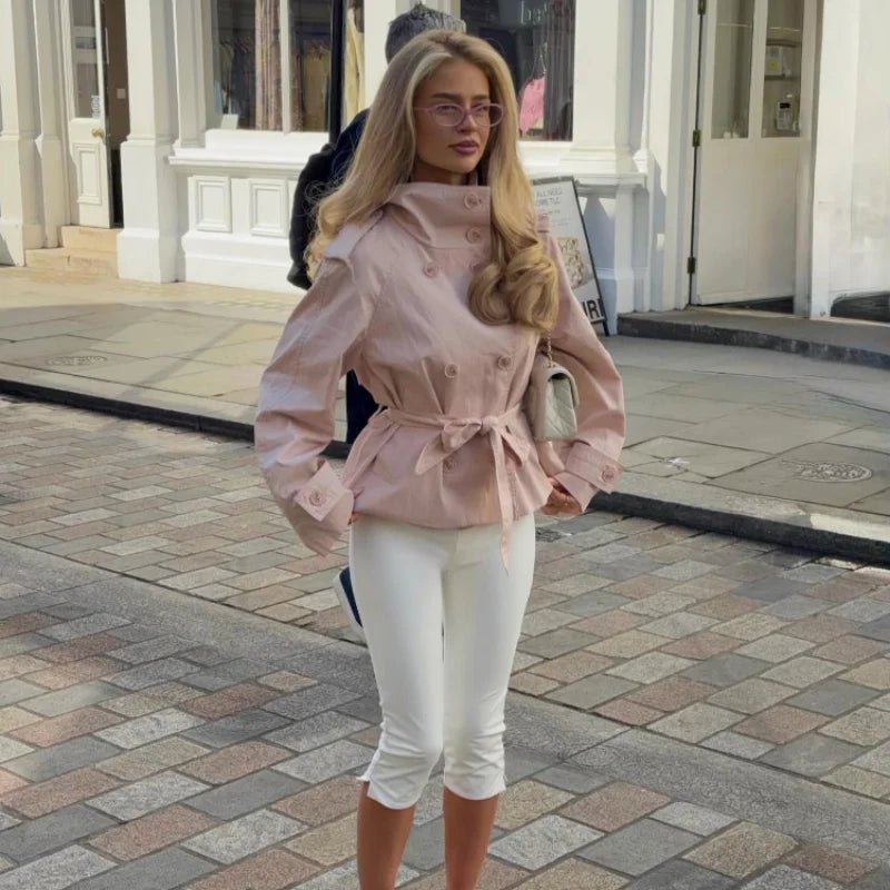 Rita - Belted Short Trench Jacket